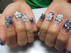 acrylic nail 3d nails designs flowers french purple gel paint glitter tip trendy twinkel nailz inlay latest most