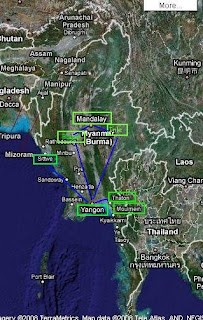 Myanmar Maps via Google Maps - Myanmar, my 174th country/entity