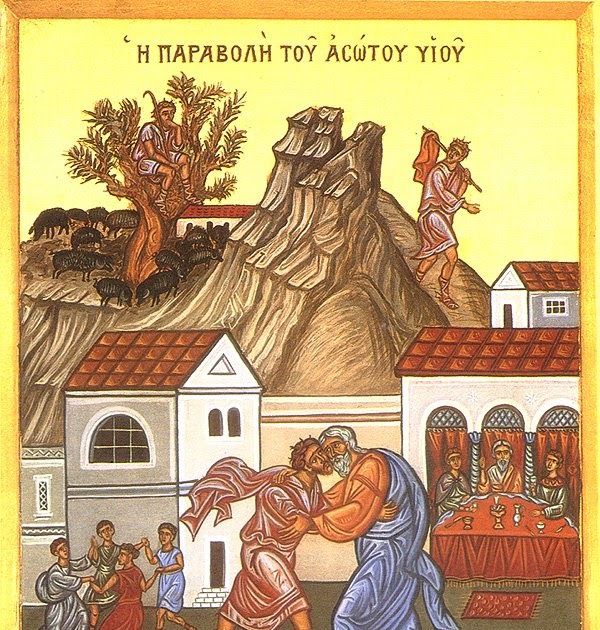 Какие фрагменты библейской притчи о блудном сыне изображены на немецких картинах в доме смотрителя