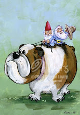 Gnomes riding a bulldog