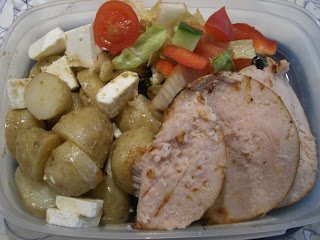 Potatissallad+med+kycklingkassler - Min potatissallad med färskpotatis