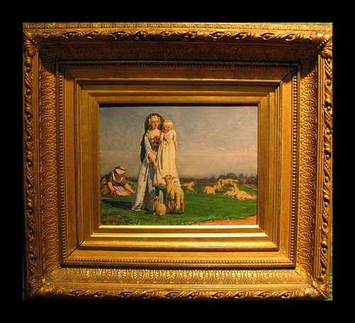 Pre Raphaelite Art Ford Madox Brown Pretty Baa Lambs With Original Frame