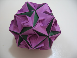 Tomoko Fuse Floral Origami Globes Green and Purple Curves Type III