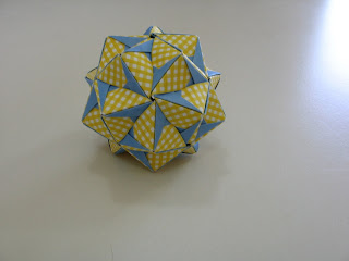 Tomoko Fuse Floral Origami Globes Yellow/White checkered and Blue Section Type I