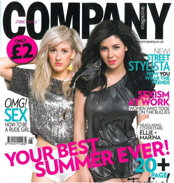 ELLIE GOULDING AND MARINA AND THE DIAMONDS WEARS GEORGIA HARDINGE SHOULDER PIECE FOR COVER OF COMPA