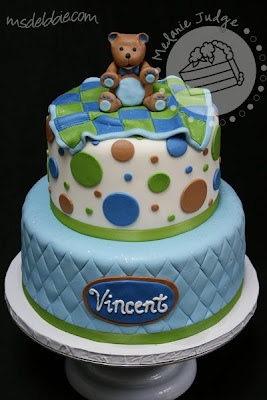 Here's a cute cake we did for a shower for a baby boy: