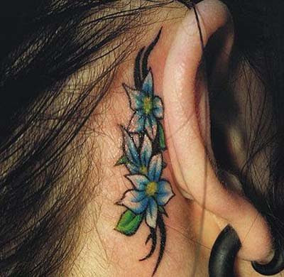 tattoos for girls on neck. Flower Neck Tattoo Design for