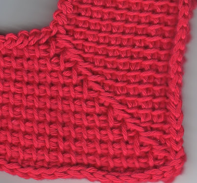 mitered Tunisian crochet