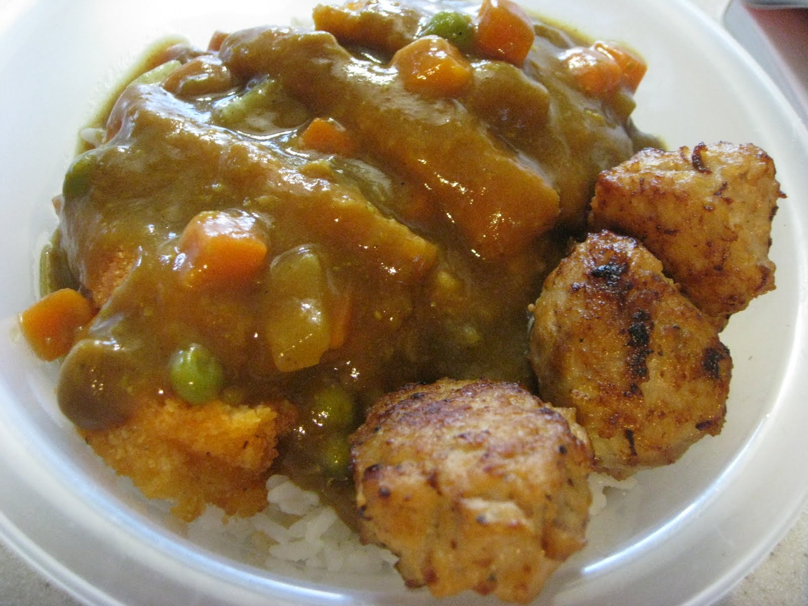 Home Kine Grindz Chicken Cutlet Curry with Chicken Tsukune (Chicken