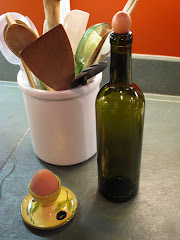 Egg life with bordeaux bottle