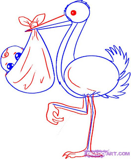 Desenhando cisney carregando bebe