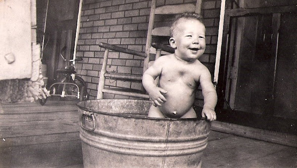 The wash tub is on Grandmother Southard's back porch.