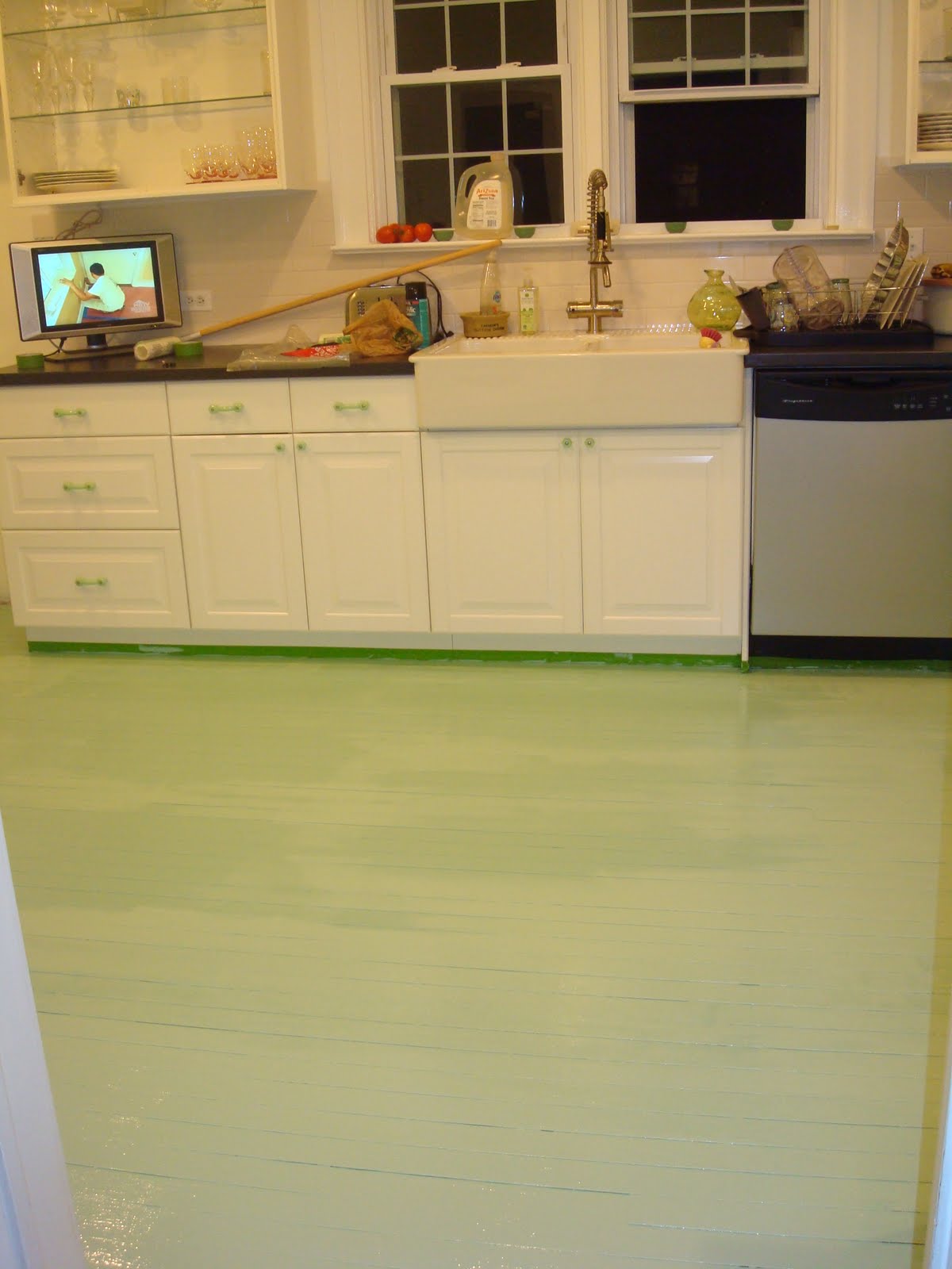 High Heeled Foot in the Door DIY Painted  Kitchen  Floor  