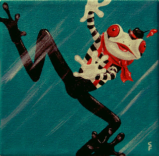 Mime Frog Acrylic Painting