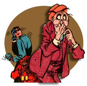 Cartoon of nervous worried man chewing fingernails