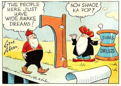 The inspiration for the Robert Crumb cartoon character Mr. Natural appears in this panel from the vintage comic strip Squirrel Cage by artiost Gene Ahern.