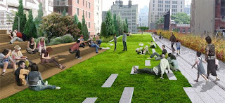 Artist rendering of NYC's High Line Park.