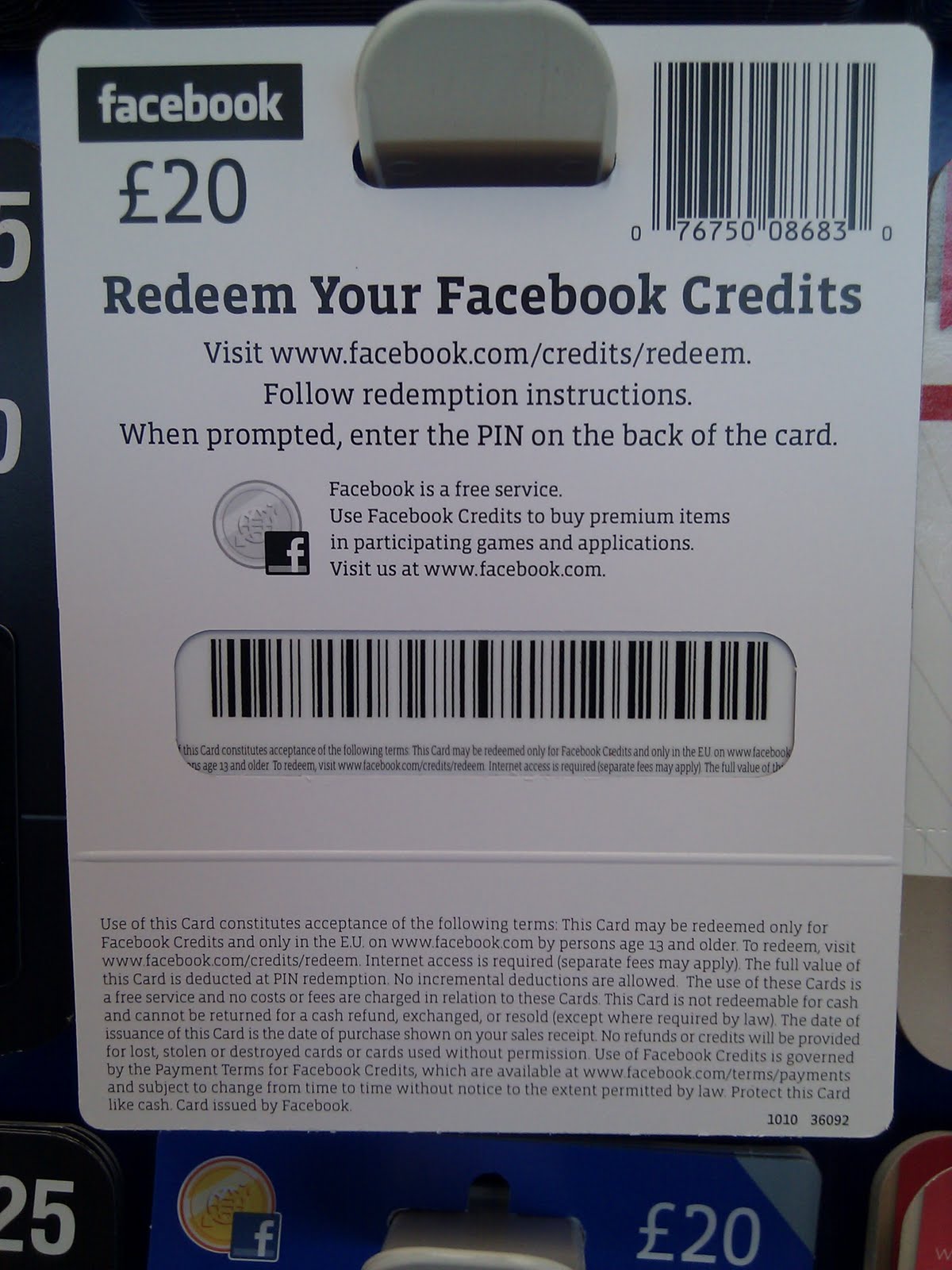 Facebook Credits Gift Cards - now available at Tesco