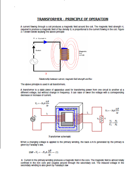 Technical Data Bank of Electrical Engineering: TRANSFORMER - PRINCIPLE ...