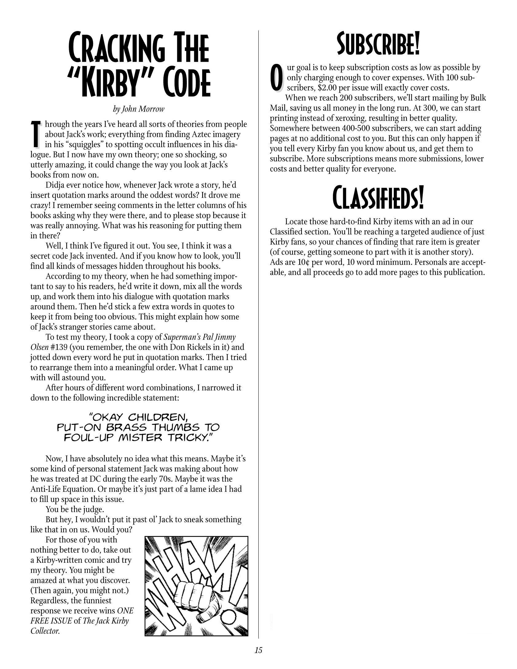 Read online The Jack Kirby Collector comic -  Issue #1 - 15