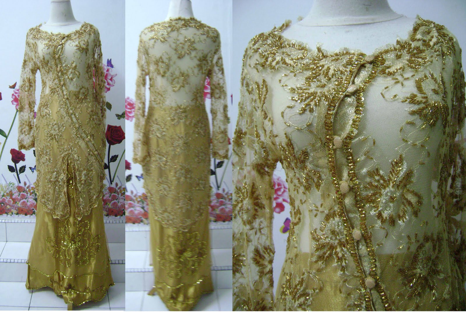gaun pengantin gold muslimah
