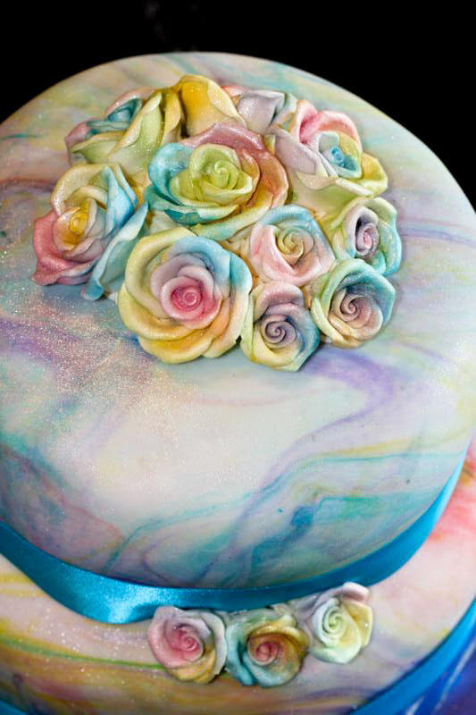 Sarah's Stylish Cakes Elegant Tye Dye Wedding Cake!