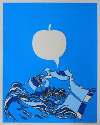 John Lennon Screen Print Blue Apple by David Flores