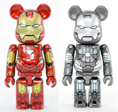 Bearbrick Series 20 by Medicom - Iron Man 2 Iron Man Mark VI & War Machine 100% Be@rbricks