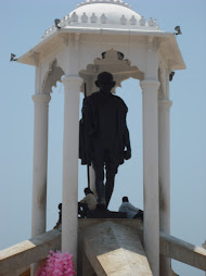 close-up of Gandhi statue