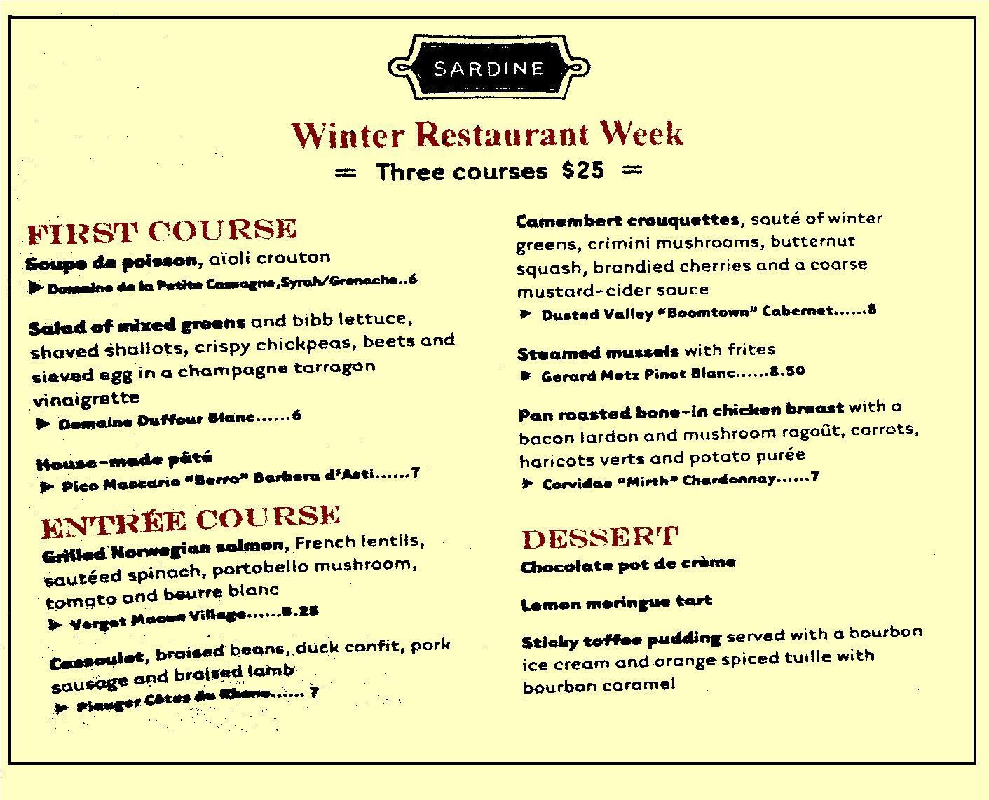 Restaurant week Sardine