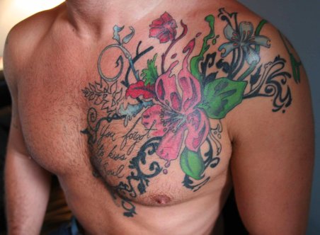 tattoo ideas lettering. Floral Chest Tattoo Designs