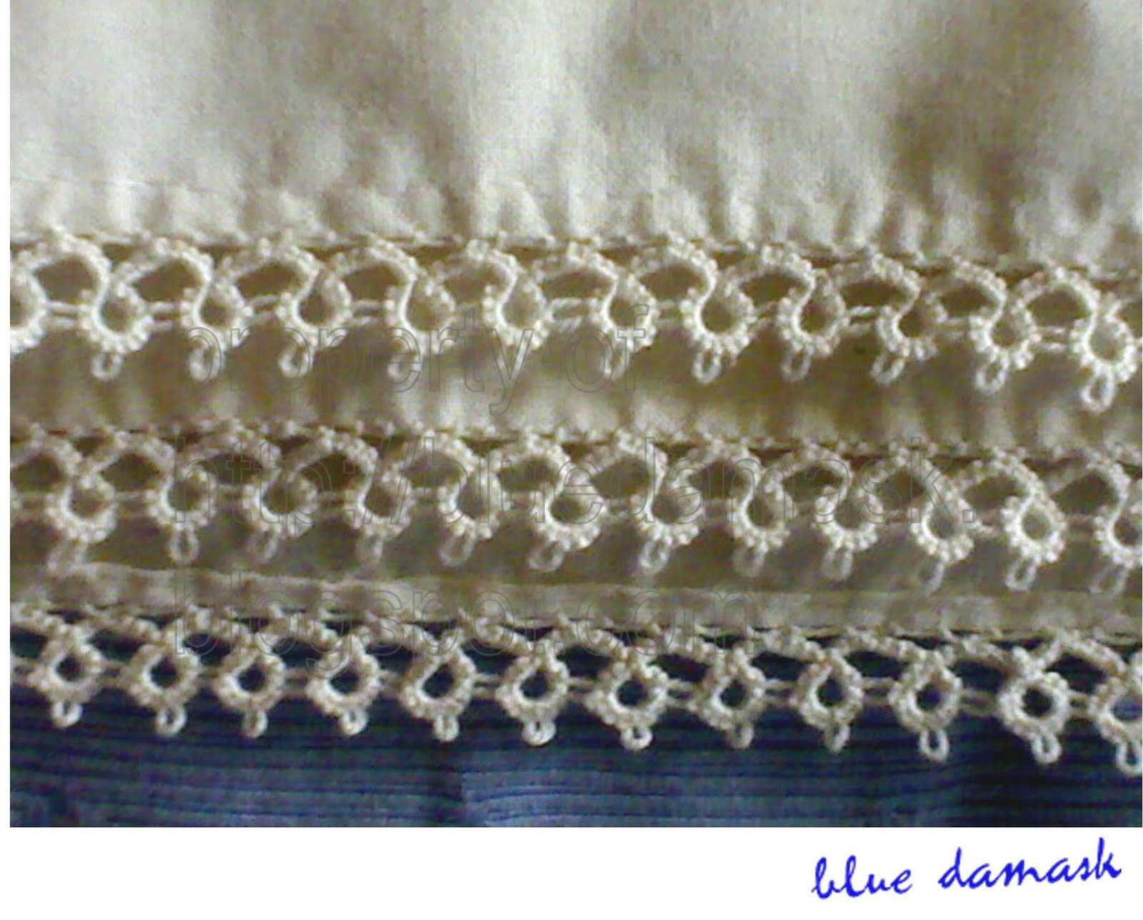 House of Blue Damask Tatting Project Hankie Edging