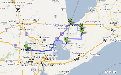 michigan border canada ontario crossing island algonac walpole roadrunner chronicles hudson ending starting point