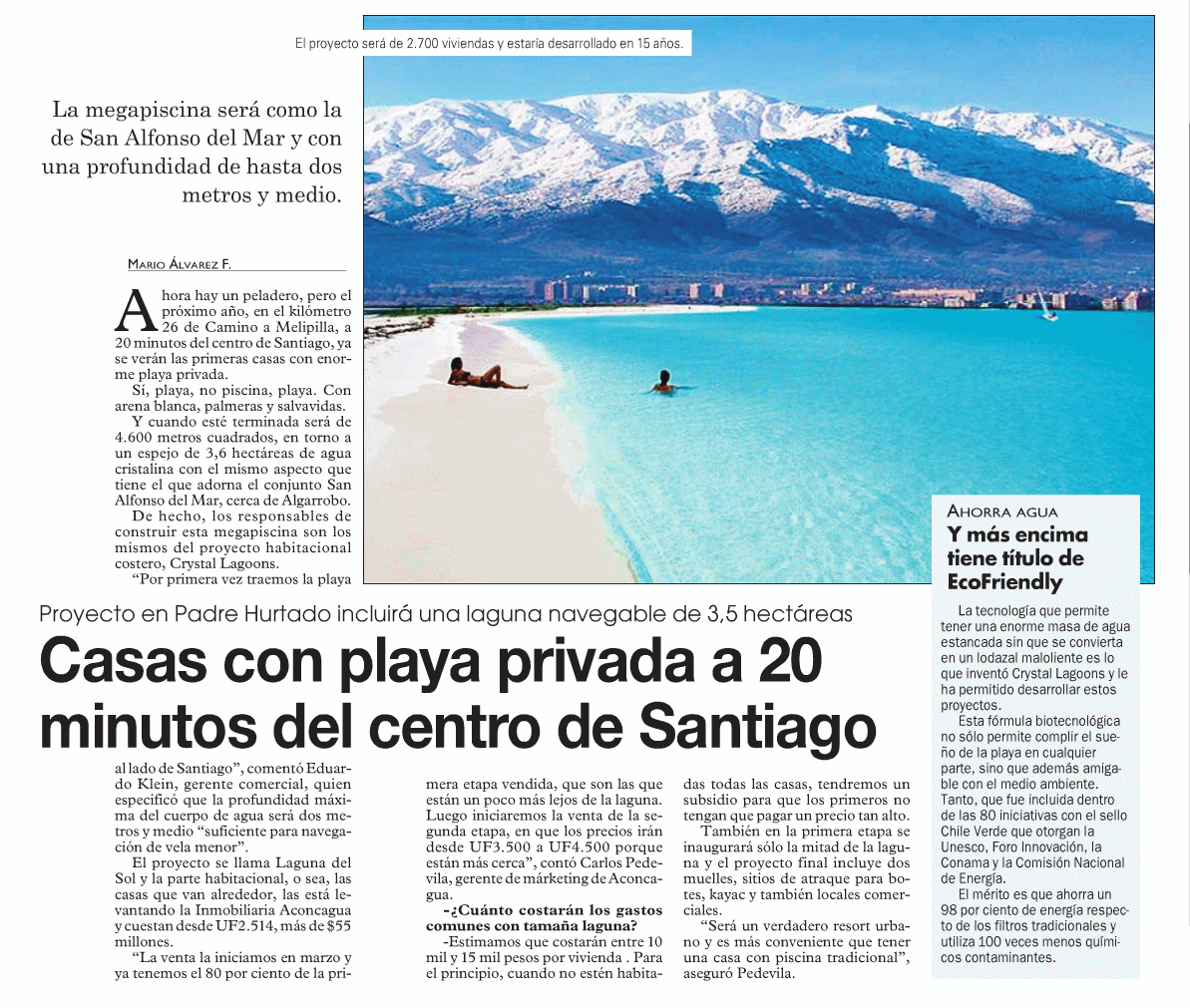 Chile-Hoy: Casas con playa a 20 minutos del centro de Santiago