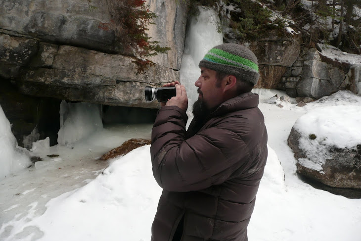 Tim filming in Maligne Canyon