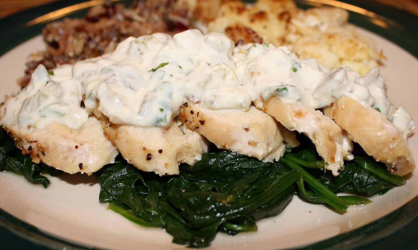 Baked Chicken Slices with CilantroGreen Chili Yogurt Sauce