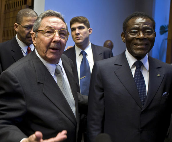 president Obiang with Don Raul Castro President of Cuba