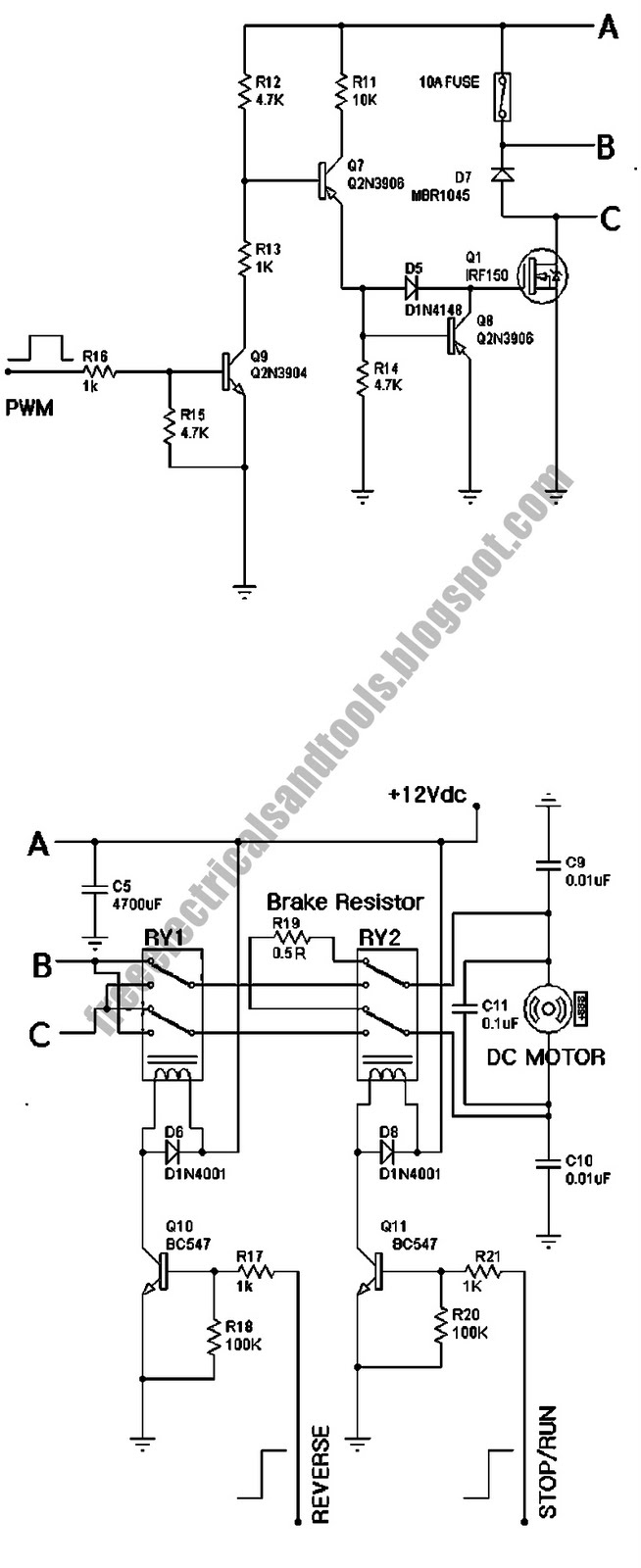 Free Schematic Diagram: PWM Speed Control Circuit Using Forward-Reverse