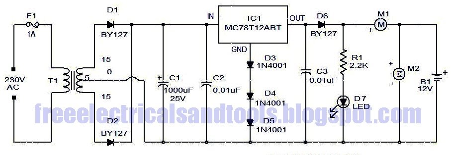 only wiring and diagram: Simple Car Battery Charger