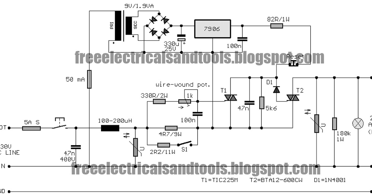 Free Schematic Diagram: Electronic Fuse Circuit for 230V AC