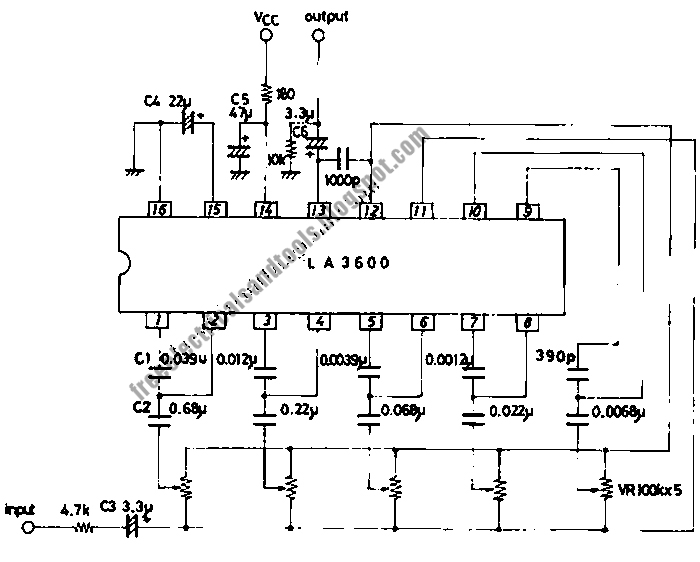 Free Schematic Diagram: 5 – Band Graphic Equalizer Circuit