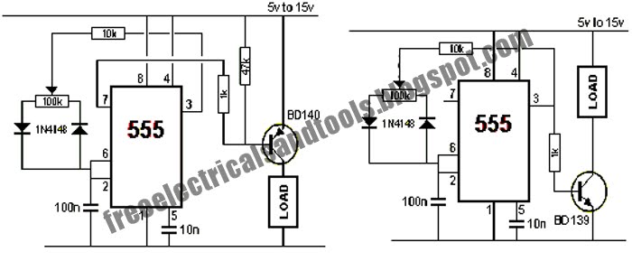 Free Schematic Diagram: 555 IC PWM Controller Circuit: Grounded and