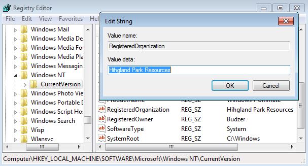 Windows の任意のバージョンで登録されている PC 所有者を変更する方法
