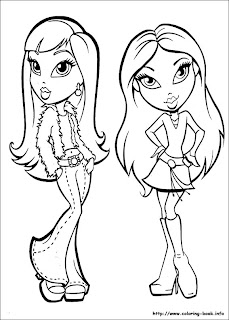 Cute Bratz doll girls coloring page for drawing art for children