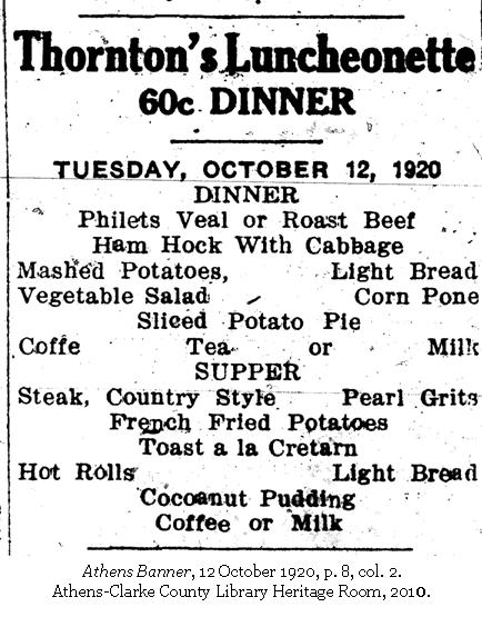 This Day in Athens: 12 October 1920: Dinner and Supper Specials at ...