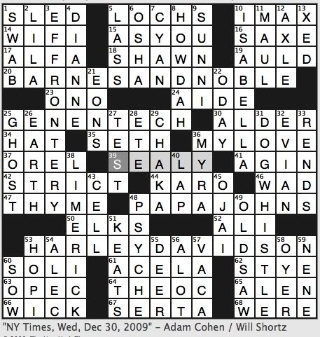 Rex Parker Does The Nyt Crossword Puzzle Elephant Rider S Seat Wednesday Dec 30 2009 Amtrak Debut Of 11 17 2000 Strawberry Fields Pilgrimage Figure Tay Lomond
