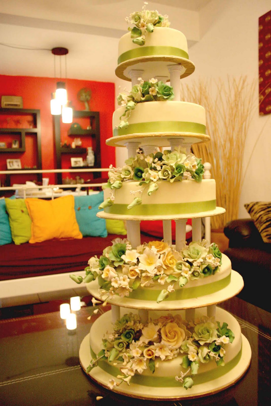 signature cupcakes 5 tier Green Wedding  Cake 