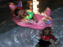 Cora was pulling Miles around in Aunt Jillzy's parent's pool! It was a lot of fun!