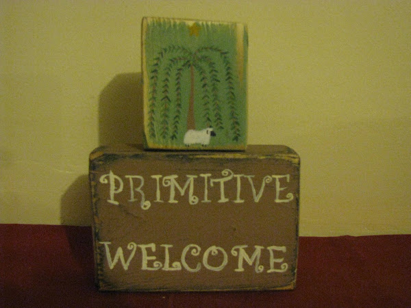 Primitive Welcome sill sitter