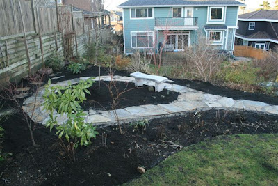 New garden flagstone pathway
